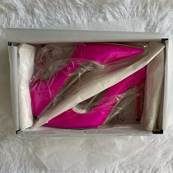 NIB SJP by Sarah Jessica Parker Fawn Satin Pumps EU 39.5 US 9 Pink Candy 100mm - Picture 7 of 16